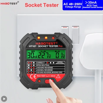 Pätica Tester Pro AC Napätie RCD Tester Podsvietenie 48~250V 30mA LCD Podsvietenie Displeja Ground Zero Line Plug Kontrola Pätice Detektor