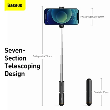 Baseus Prenosný Mini Selfie Stick Rozšíriteľný Chytrý Telefón s Ovládanie Pre iPhone IOS Android