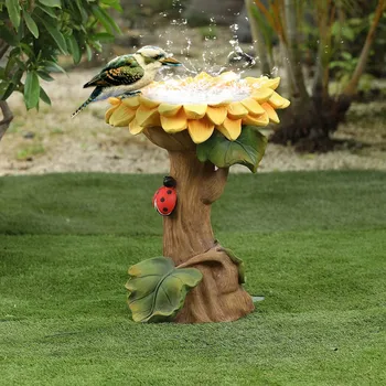 Slnečnica Vták Vaňa Nádherné Záhradné Dekorácie Vonkajšie Vtáčie Krmítko Záhrada Dvore Dekorácie Živice Figúrka Fontána Vták Fontaine