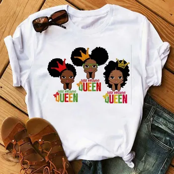 Maycaur Kawaii Čierne Dievčenské Tričko Ženy Zábavné Čierne Africké Kučeravé Vlasy Dievča Tees Móde Cartoon T-shirt Estetické Tričko Žena