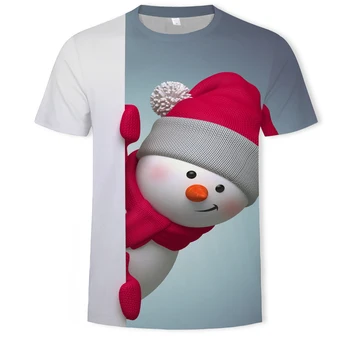2021 Vianočné 3D tlač módne pánske a dámske krátke rukávy T-shirt mäkkého materiálu vonkajšie bežné voľné pánske T-shirt