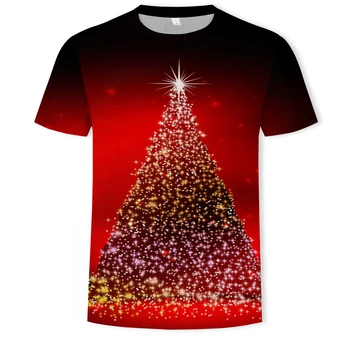 2021 Vianočné 3D tlač módne pánske a dámske krátke rukávy T-shirt mäkkého materiálu vonkajšie bežné voľné pánske T-shirt