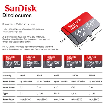 Sandisk Ultra karty 16 GB 32 GB, 64 GB 128 GB Class10 Pamäťovej Karty, Karty SD/TF Flash Karta + adaptér + čítačka kariet Štandardná Doprava