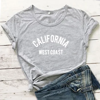Kalifornia Západnom Pobreží Letné Tričko Ženy tričká Krátky Rukáv Bavlnené Tričko Ženy Black Camiseta Mujer Roztomilý T Shirt Femme Top