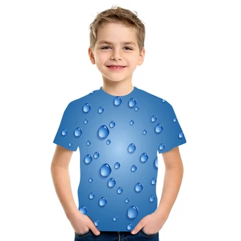 2021 Letné Nový Chlapec/dievča-Krátke Rukávy Kvapka Vody T-Shirt Voľné Módne detské Oblečenie Pohodlné T-Shirt O-Neck Top