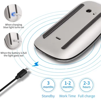 Bezdrôtová Myš Bluetooth 5.0 Dobíjacia Myš Bezdrôtová Počítač Tichý Mause Ergonomická Myš USB Optická Myš Pre Apple Mac PC