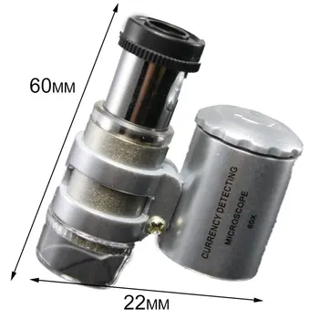 Odolné Módne Tvorivé Mini 60X Vreckový Mikroskop Šperky zväčšovacie sklo Loupe Sklo LED UV Svetlo Úplne Nové