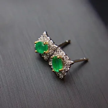 MDINA jemné prírodné smaragdové Náušnice pre Ženy Striebra 925 S Šterlingov Podiel Platinum pokovovanie Srdce Svadobné&Narodeniny Šperky