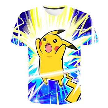 Deti T-shirt Anime Pokémon Vytlačené Mochila Krátky Rukáv Manga Kostým Pohode Zábavné Kawaii Roztomilý Tshirts Harajuku Bežné Tee Tričko
