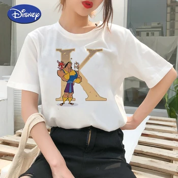 Disney Lady a Tramp Cartoon Tričko Ženy Písmeno L Lumbálna Navrhnúť Oblečenie Letné Street Nosiť tričká Femme Vetement