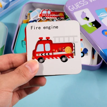 Nové Drevené 3D Puzzle Skladačka Kto som Zodpovedajúce Karty Hry, Baby Montessori Vzdelávacích Skoro Vzdelávacie Drevené Hračky pre Deti