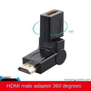 Kompatibilný s HDMI Samec Na HDMI kompatibilné Žena kábel Kábel Adaptéra Converter Pravom Uhle 180 Stupňov Otočiť Extender