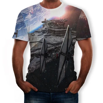 2021 Letné Módy Mesiac Treetop 3D Mužov Tlačený Vzor Pohode Krátky Rukáv Bežné T-shirt Top