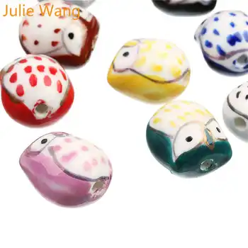 Julie Wang 5 KS Keramické Korálky Sova Multicolor Vtákov, Zvierat, Porcelán Dištančné Korálky Náramok Náhrdelník Šperky, Takže Príslušenstvo