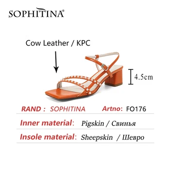 SOPHITINA dámske Topánky Sandále Lete pravej Kože Štvorcové Prst Strán Nový Pearl Módne Pevné Priedušná Sandále 2021 FO176