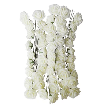 Hot Predaj 1 X Umelé 10 kusov Kytica z kvetov Ruže bielej Deco Svadobný Dom