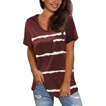 Plus Veľkosť Módne dámske Tričko New Nadrozmerné Ženy Oblečenie Pruhované Tričko Tričko Voľné Tlačené O-Neck T-Shirts Top Ženy 2021