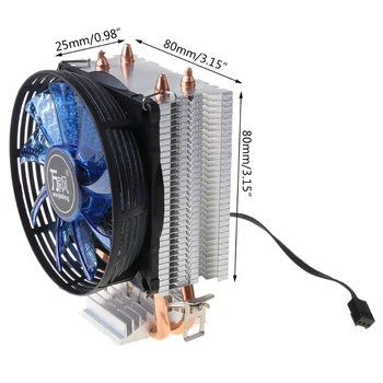 H7JA CPU Cooler Master 2 Čistej Medi Tepla-rúry Ventilátor s Modrým Svetlom Chladiaci Systém