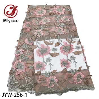 Milylace jemné francúzskej čipky tkaniny 5 metrov živý kvet, výšivky, čipky a tylu tkaniny vysokej kvality pre svadobné party JYW-256