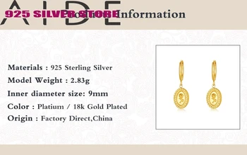 Aide 925 Silver INY Jednoduché Nosenie Oválny Prívesok Módne Stud Náušnice Ženy Módne Šperky Zistenia Príslušenstvo