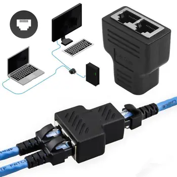 1 2 Spôsobmi LAN Ethernet Sieťový Kábel RJ45 Žena Splitter Konektor, Adaptér Pre Notebook Dokovacie Stanice Z07 Žien a Žien.