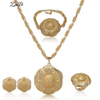 2021 Milosť Darček Zlatá Farba Svadobné Šperky Sady Veľkoobchod Módne Afriky Korálky Šperky Set Kostým Žena Svadobný Dizajn