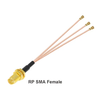 1PCS SMA Female na 3 u.FL IPX IPEX1 zásuvkový Konektor 1 až 3 Trojlôžkové Splitter Kábel RG178 Pigtail Antény WIFI Predlžovací Kábel Jumper