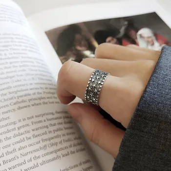 Vintage Strieborná Farba Big Star Prstene Pre Ženy Krásne Šperky Prstom Otvorte Krúžky Na Párty Darček K Narodeninám