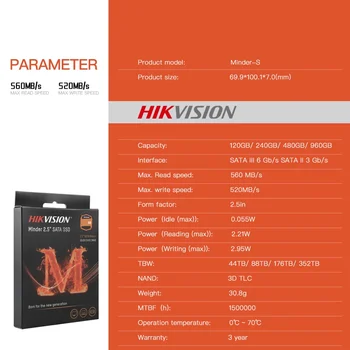 Hikvision (Solid State Disk 560MB/s MAX dokonca vzal 120 gb 2400GB 480GB 960GB 2.5 palcový SATA 3 Interné SSD 3D NAND PC Notebook