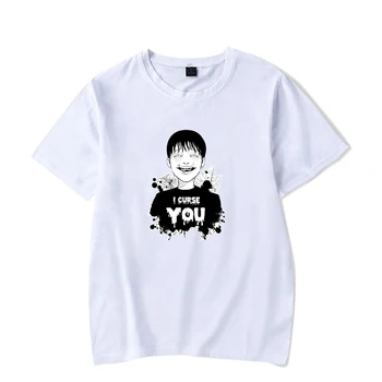 Anime Junji T Shirt Muži Ženy Krátke Vtipné Topy Nadrozmerné Harajuku Anime Bežné Topy Čierna Biela Šedá krátky rukáv T-shirt