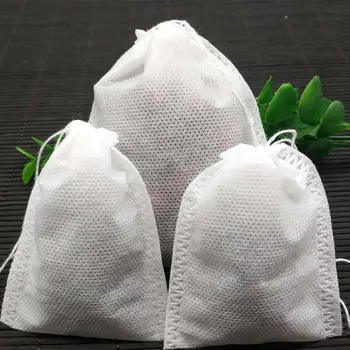 100ks Praktické Prázdne Teabags Jednorazové Šnúrkou netkanej Textílie Čaj Filtračné Vrecko Čaju Package Tašky Bylinné Infusers Filtre