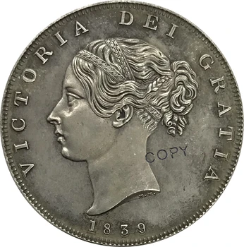 1839 Veľkej Británie 1/2 Koruny Cupronickel Á Strieborných zberateľských Kópiu Mince