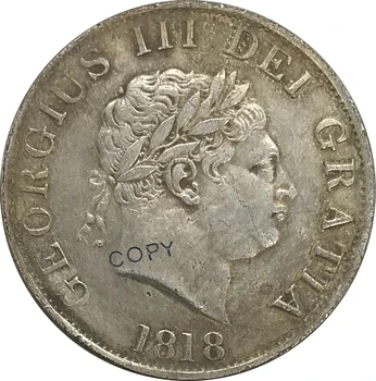 1818 Spojené Kráľovstvo 1/2 Koruny George III Cupronickel Á Strieborných Zberateľských Kópiu Mince
