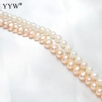 Veľkoobchod Perly Kolo Sladkovodné Perly Perly Prírodné 5-6 mm 0.8 mm 15.5 Palce Na Šperky, Takže DIY Náhrdelník Náramok Šperky