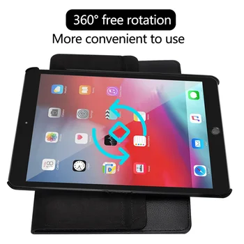 360 Stupňové Otáčanie Kožené puzdro Smart Cover PU puzdro pre Apple iPad mini5 mini4 mini 1 2 3 A2133 A2124 A1538 A1396 Stojan Coque Funda