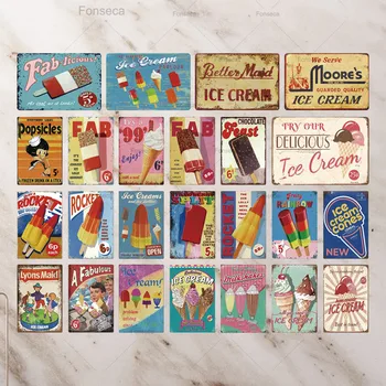 Ice Cream Kovové Prihlásiť Vintage Tin Prihlásiť Doska, Kov Vintage Ice Popsicle Lízatko Letný Deň Wall Art Decor Na Ľad