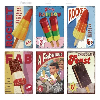 Ice Cream Kovové Prihlásiť Vintage Tin Prihlásiť Doska, Kov Vintage Ice Popsicle Lízatko Letný Deň Wall Art Decor Na Ľad