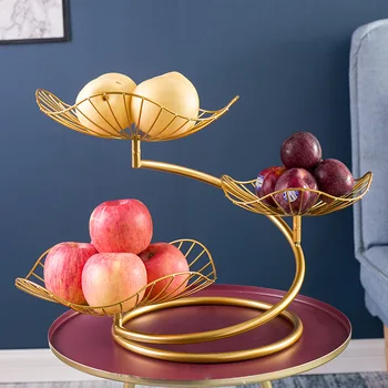 Nordic štýl ovocný tanier čistý červená tvorivé moderná obývacia izba domácnosti snack doska jednoduché železo multi-layer luxusné ovocný kôš
