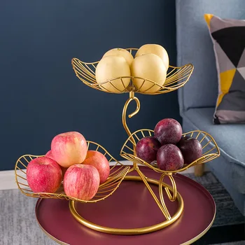 Nordic štýl ovocný tanier čistý červená tvorivé moderná obývacia izba domácnosti snack doska jednoduché železo multi-layer luxusné ovocný kôš