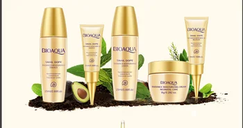 Bioaqua 24K Gold Slimák Cestovanie Starostlivosť o Pleť Nastaviť Anti Aging Vrásky Podstate Očný Krém Toner Facial Cleanser S BB