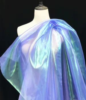 Amd laserové farebné priadze, textílie gázy gradient Organza oblečenie dizajnér textílie, 2020 Najnovšie organdy čipky textílie šaty čipky
