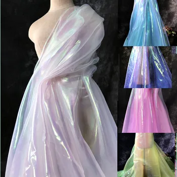 Amd laserové farebné priadze, textílie gázy gradient Organza oblečenie dizajnér textílie, 2020 Najnovšie organdy čipky textílie šaty čipky