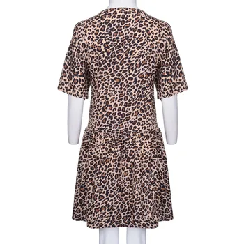 Sexy šaty Dámske Módne Dámy Otvoriť Leopard Spájať Tlačidlo Tlačiť Bežné Voľné Šaty, Letné Šaty Elegantné Ženy Falda (s-5xl)