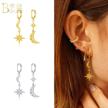 BOAKO 925 Sterling Silver Šperky Pre Ženy Pendiente Piercing Ohrringe Gold Star Earing Luxusne Jemné Šperky Náušnice Huggie