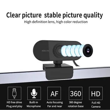 Nové 1080P Automatické Zaostrovanie, Webkamera Mini Počítač PC Webkamera S Mikrofónom, Otočná Kamery pre Live Broadcast Volanie Konferencie Práce