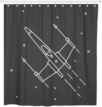 Hviezda Lietania kozmická Loď vo Vesmíre Darth Vader Loď Sprchový Záves Nepremokavé tkaniny Tkaniny 72 x 72 Cm Set s Háčikmi