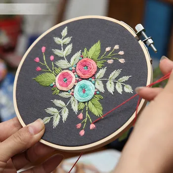 DIY Výšivky, Kvetinové Handwork Vyšívanie pre Začiatočníkov Cross Stitch Držiak Pásky Maliarske Výšivky Hoop Domáce Dekorácie