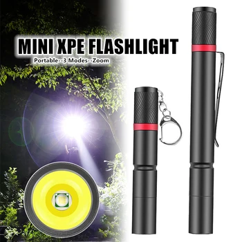 1PC XPE Odlesky Baterka Mini Prenosné 3 Režimy Silné Svetlo-nízka Svetlo-flash Zoom Baterka Vonkajšie Vrecko Svetlo S Perom Klip