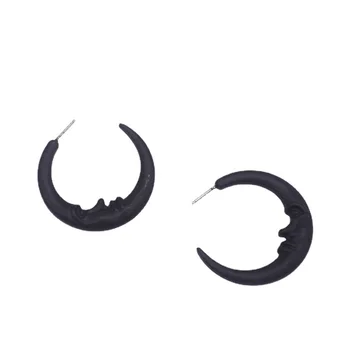 Matte Black Moon Náušnice pre Ženy Jedinečný Geometrické Ľudskú Tvár Earings Veľkoobchod Módne Gotický Šperky Halloween Darčeky VGE140