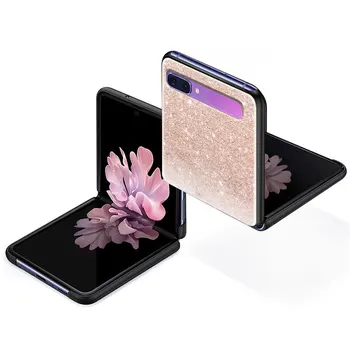 Rose Gold Ružový Lesk Telefón puzdro pre Samsung Galaxy Z Flip 5G Black Násobne Shell Pevného Shockprooft Segmentované Chrániť Coque